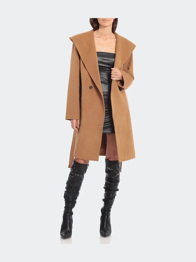 Shop Avec Les Filles Twill Wool Blend Robe Coat In Brown