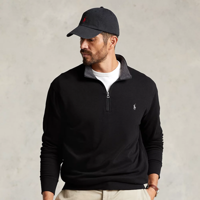 Shop Polo Ralph Lauren Luxury Jersey Quarter-zip Pullover In Polo Black/c9684