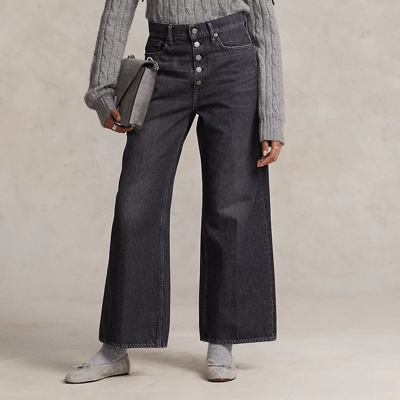 Shop Ralph Lauren High-rise Wide-leg Crop Jean In Angelou Wash
