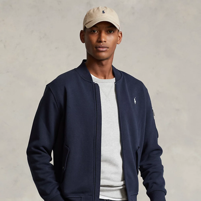 Shop Ralph Lauren Double-knit Bomber Jacket In Aviator Navy