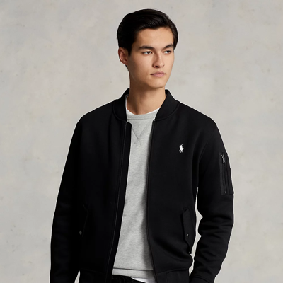 Shop Ralph Lauren Double-knit Bomber Jacket In Polo Black