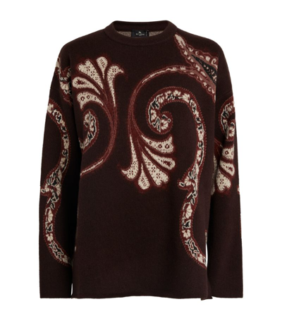 Shop Etro Wool-blend Paisley Sweater In Brown