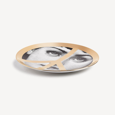 Shop Fornasetti Wall Plate Tema E Variazioni N.404 United For Peace In White/black/gold