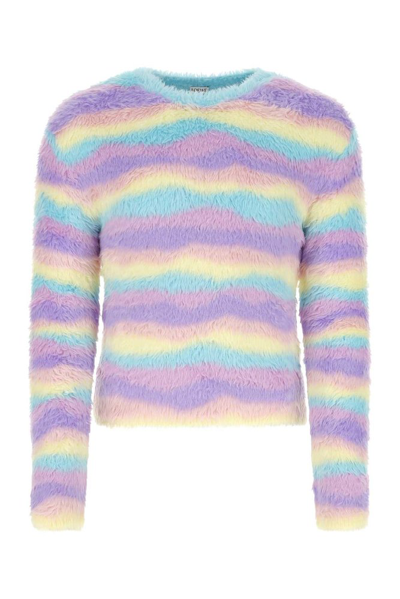 Shop Loewe Striped Crewneck Knitted Sweater In Multi