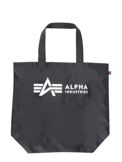 Shop Alpha Industries Logo Printed Tote Bag In Black