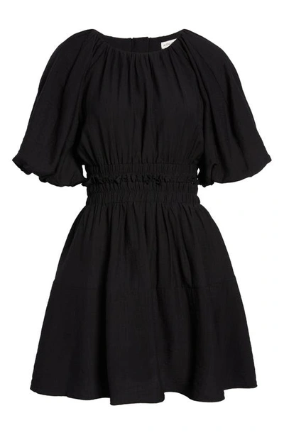 Shop Moon River Bubble Sleeve Back Cutout Minidress In Black
