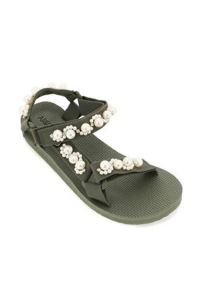 Shop Arizona Love Pearl Trekky Sandals In Khaki,white
