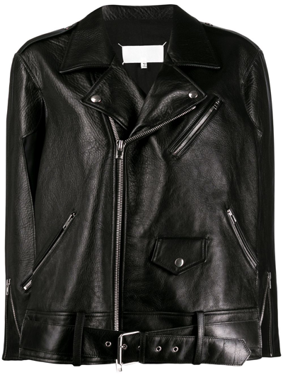 Shop Maison Margiela Women's Black Leather Outerwear Jacket
