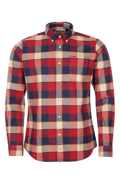 Shop Barbour Valley Tailored Fit Check Button-up Shirt In Rich Red