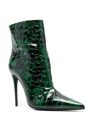 Shop Dolce E Gabbana Women's Green Leather Ankle Boots