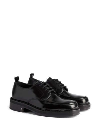 Shop Ami Alexandre Mattiussi Square-toe Brushed Leather Derby Shoes In Black