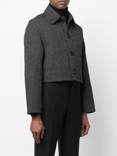 Shop Ami Alexandre Mattiussi Textured Cropped Jacket In Black