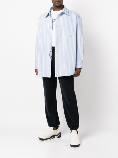 Alexander Wang Monogram-embossed Drawstring Track Pants In Navy
