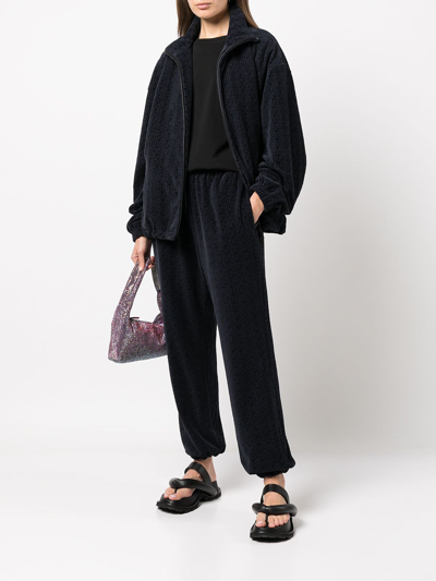 Alexander Wang Monogram-embossed Drawstring Track Pants In Navy
