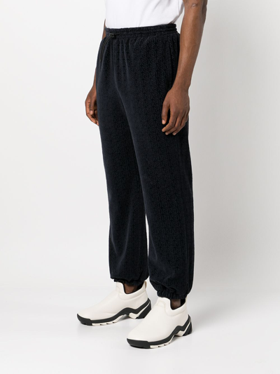 Alexander Wang Monogram-embossed Drawstring Track Pants In Navy