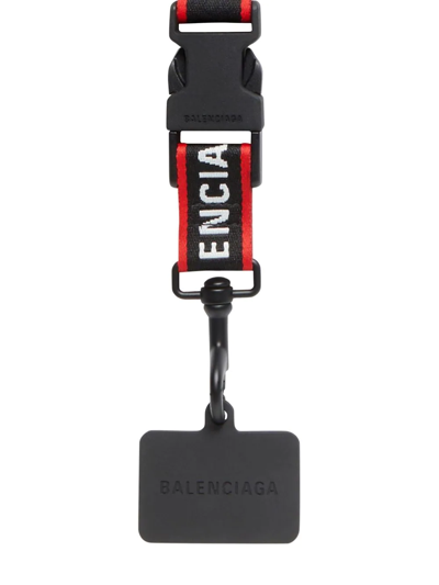 Shop Balenciaga Logo-tape Phone Holder In Black