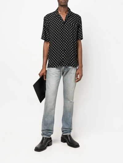Saint Laurent Stonewashed Straight-cut Jeans In Blue