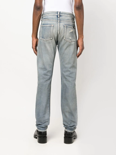 Saint Laurent Stonewashed Straight-cut Jeans In Blue