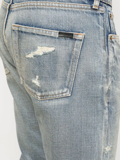 Saint Laurent Stonewashed Straight-cut Jeans In Blue