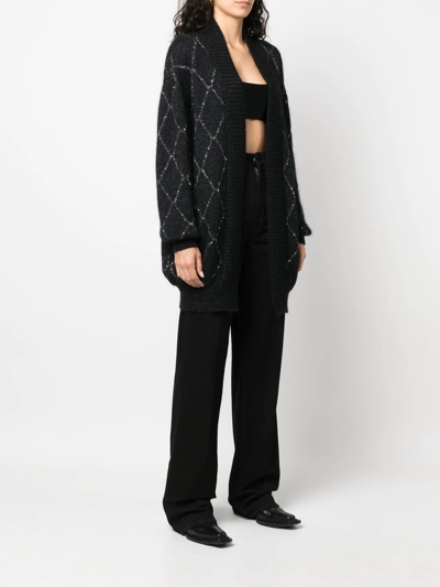 Saint Laurent Metallic-threading Cardi-coat In Black