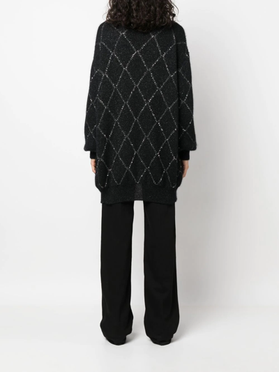 Saint Laurent Metallic-threading Cardi-coat In Black