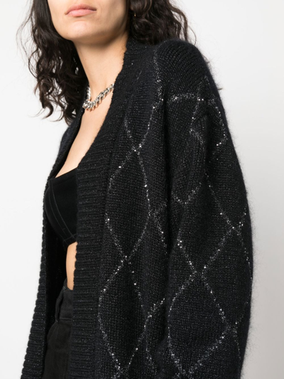 Saint Laurent Metallic-threading Cardi-coat In Black
