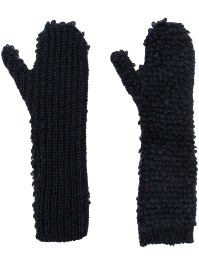 Shop Marni Knitted Slip-on Gloves In Blue