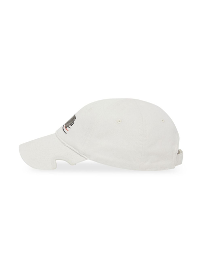 Shop Balenciaga Gaffer Logo-embroidered Baseball Cap In White