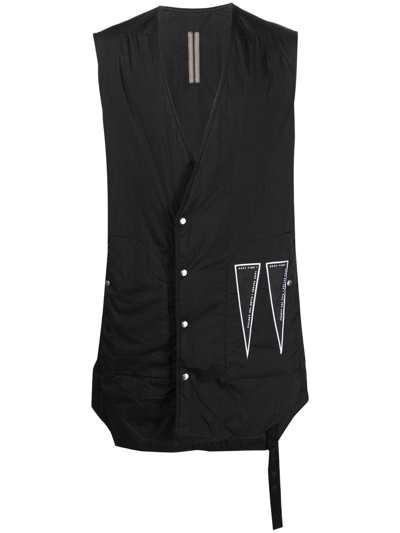 Shop Rick Owens Logo-print Sleeveless Coat In Schwarz