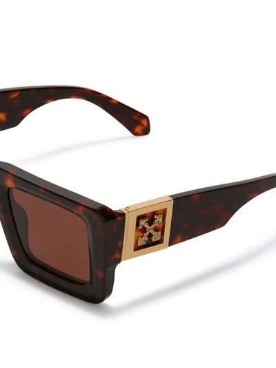 Shop Off-white Arrows-motif Tinted Sunglasses In Brown