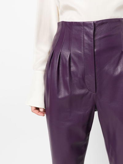 Shop Alberta Ferretti Tapered-leg Leather Trousers In Violett