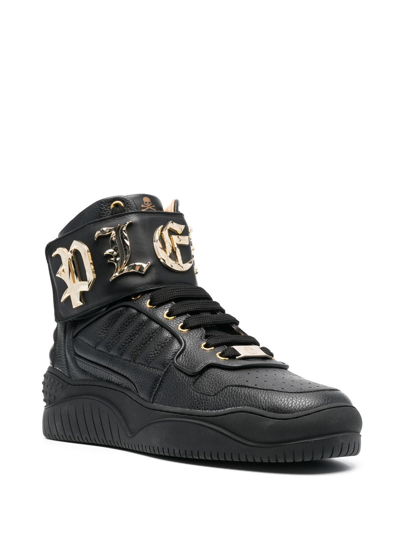 Philipp Plein Logo High-top Sneakers In Black