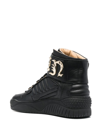 Philipp Plein Logo High-top Sneakers In Black