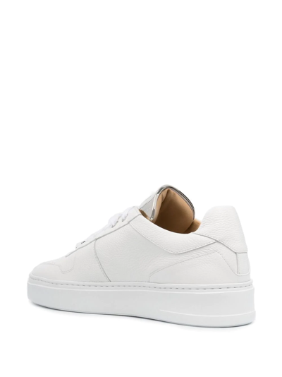 Shop Philipp Plein Leather Low-top Sneakers In White