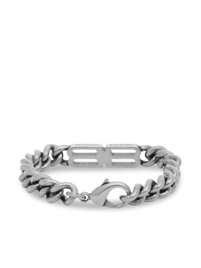 Shop Balenciaga Bb Icon Gourmette-chain Bracelet In Silber