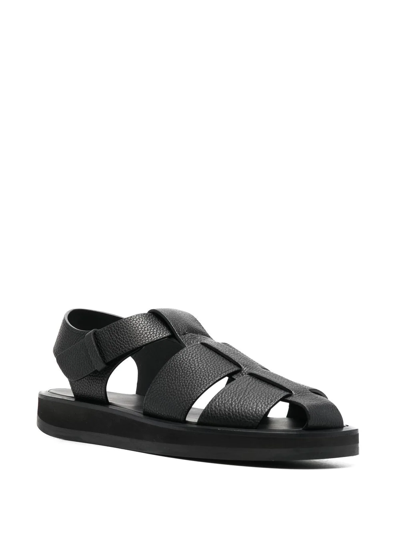 The Row Fisherman Leather Sandals In Black