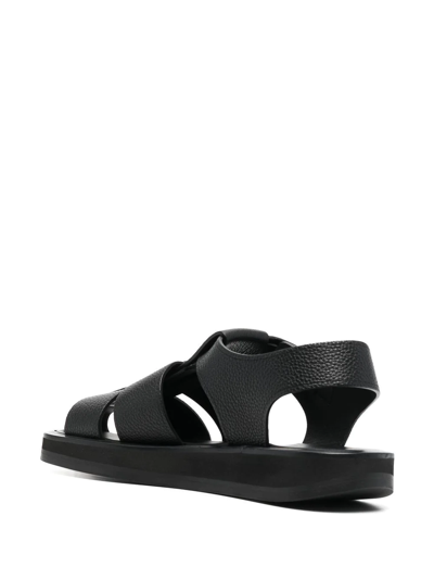 The Row Fisherman Leather Sandals In Black