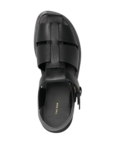 The Row Fisherman Leather Sandals In Black
