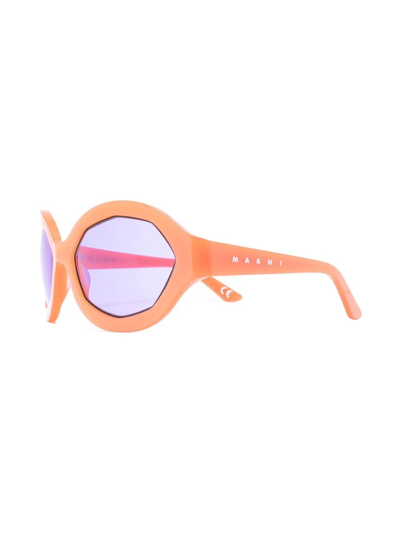 Shop Marni Eyewear Geometric-frame Tinted Sunglasses In Orange