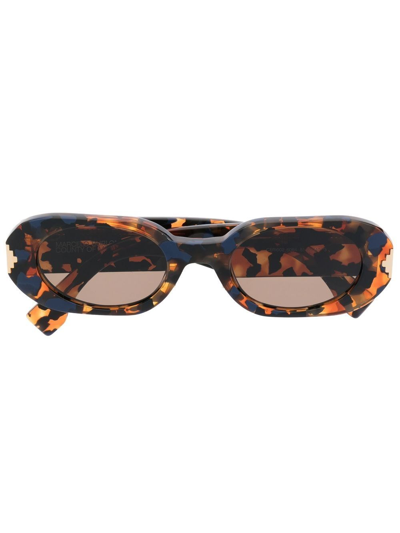 Shop Marcelo Burlon County Of Milan Nire Tortoiseshell-effect Round Frame Sunglasses In Braun