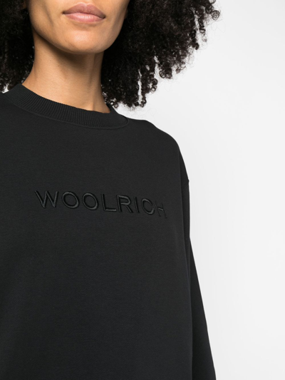 Shop Woolrich Organic-cotton Long-sleeve Sweatshirt In Schwarz