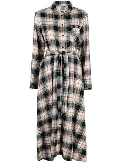 Woolrich Shirt Dress With Check Print In Schwarz