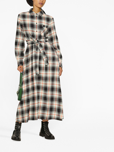 Woolrich Shirt Dress With Check Print In Schwarz