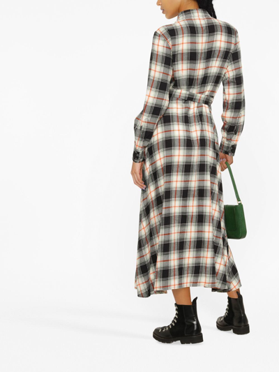 Woolrich Shirt Dress With Check Print In Schwarz