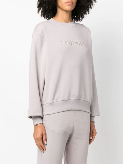 Shop Woolrich Organic-cotton Logo-embroidered Sweatshirt In Violett