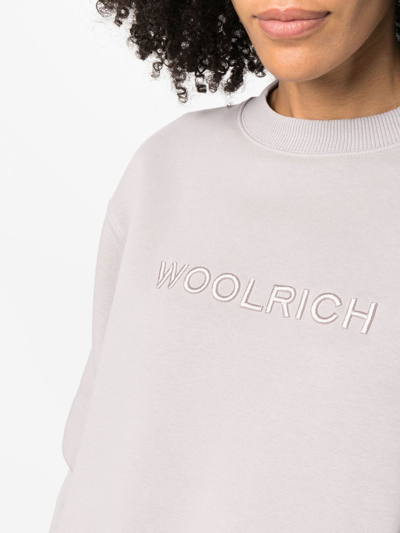 Shop Woolrich Organic-cotton Logo-embroidered Sweatshirt In Violett