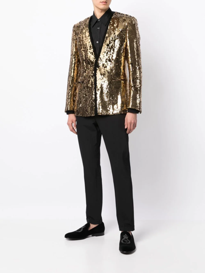 Shop Dolce & Gabbana Sicilia-fit Embellished Single-breasted Blazer In Gold