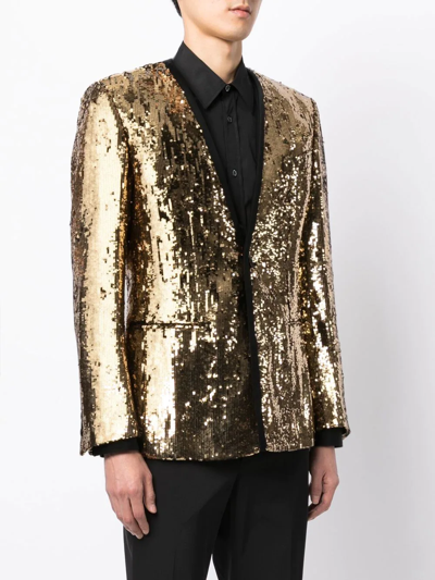 Shop Dolce & Gabbana Sicilia-fit Embellished Single-breasted Blazer In Gold