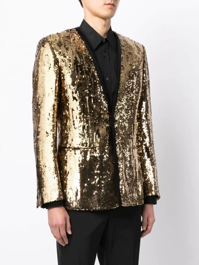 Dolce & Gabbana Sicilia-fit Embellished Single-breasted Blazer In Gold