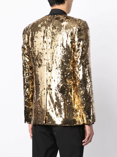 Shop Dolce & Gabbana Sicilia-fit Embellished Single-breasted Blazer In Gold